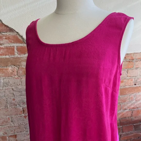 Karin Stevens Fucsia Pink Flower  Sleeveless Dress LARGE - Picture 2 of 6
